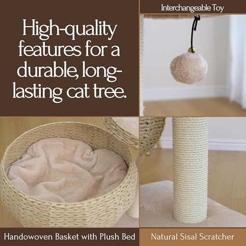 Árbol para Gatos Moderno PetPals con Rascadores y Cama Beige miniatura 4