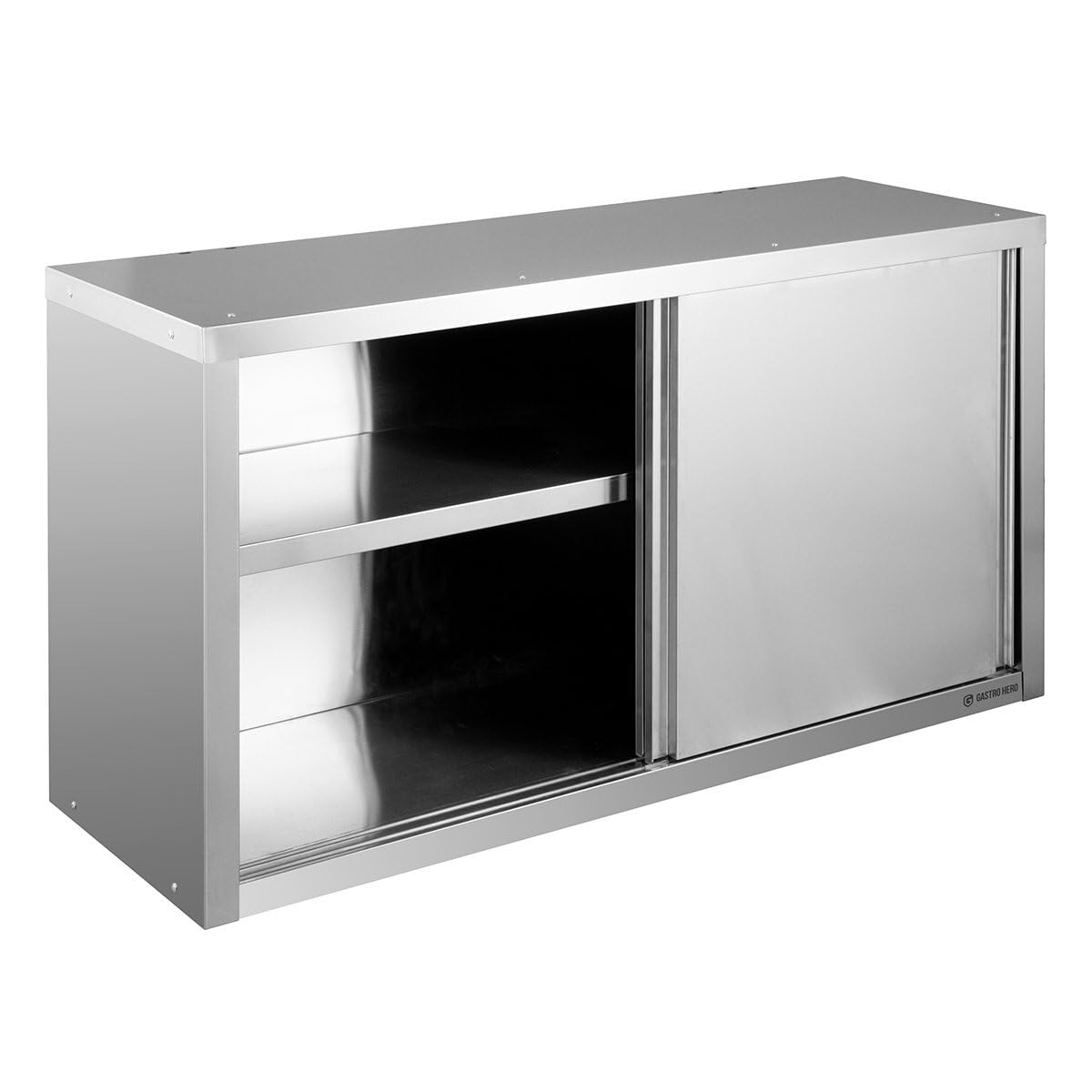 GastroHero Wandhängeschrank 100x40x65 cm, Edelstahl WHS-BASIC10 | Schiebetüren, hohe Tragkraft, AISI 201, höhenverstellbarer Zwischenboden, Küche Gastronomie Wandschrank