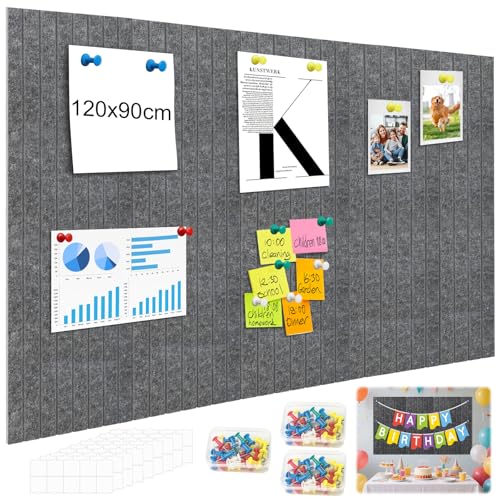 Tableau d'affichage en feutre gris foncé 120x90 cm grand format