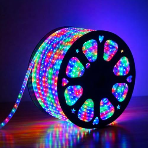 Image of Quace 5M,RGB LED Strip Lights, Multi-Color Changing Rope Light Wheel, Flexible Under Cabinet Waterproof Lighting with Remote for Home, Room, Party & Festival