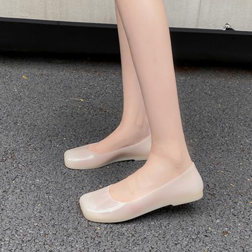 Jelly Ballet Flats for Women PVC Hollowed Jelly Slip On Ballerina Shoes3