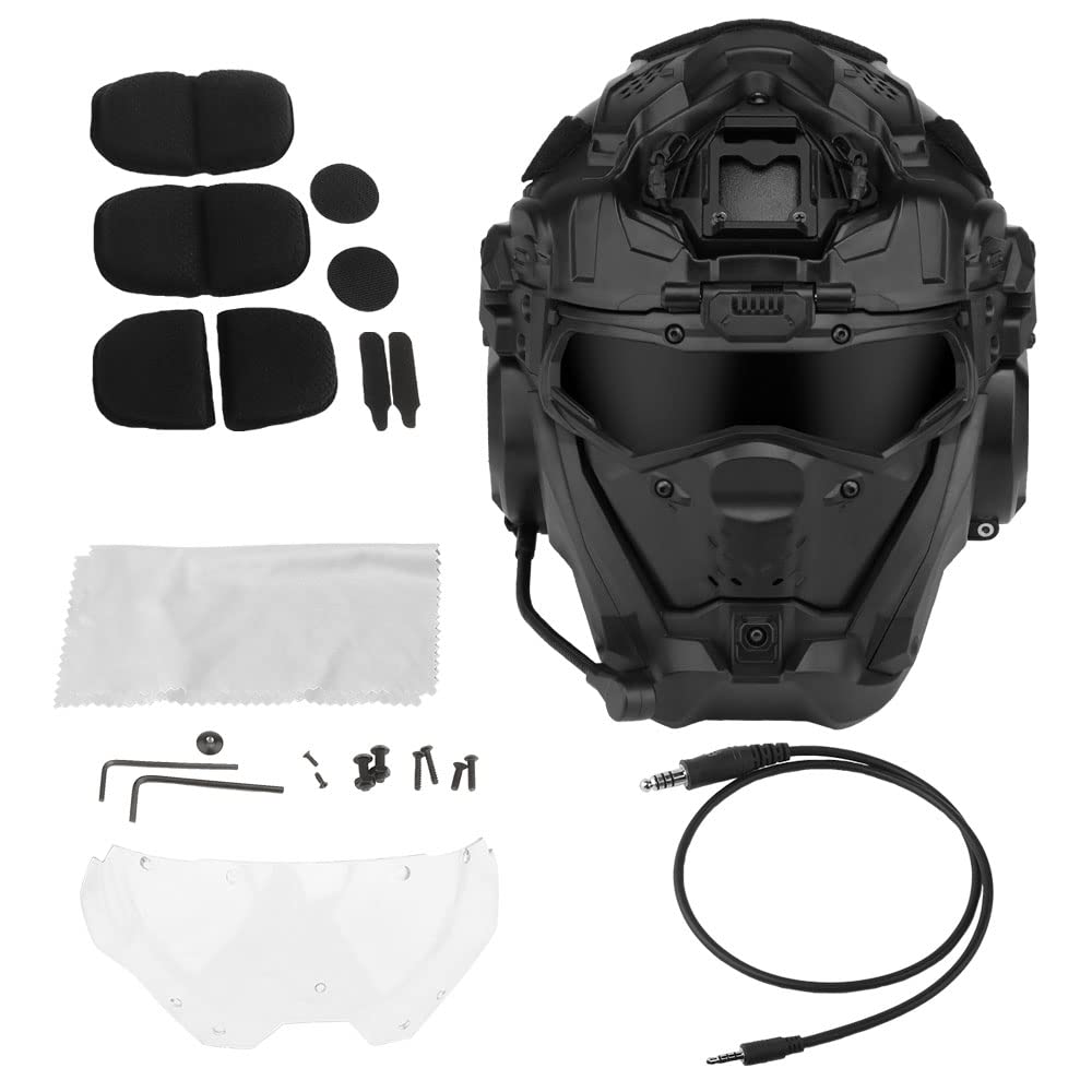 ACEXIER Taktischer Sturmhelm II mit Maske Headset Anti-Fog Fan Militärjagd Airsofthelm CS Paintball Vollgesichtsschutzausrüstung