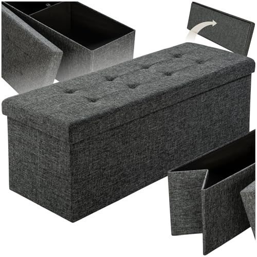 TecTake® Banc de Rangement Pliable Bout de lit 110x38x38cm Banc Entree Pouf Chambre Dressing...