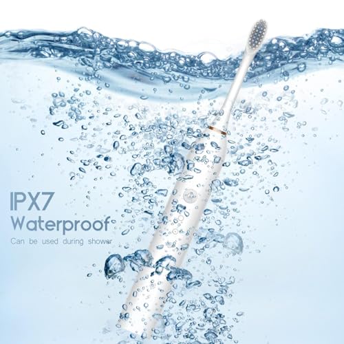 Image of Sonic Electric Toothbrush | Waterproof Rechargeable Toothbrush with Replaceable Brush Heads | Cosmic Lite Sonic Toothbrush with 6 Modes, 4 Brush Heads, 1 Interdental Head - Pack of 1 White Color