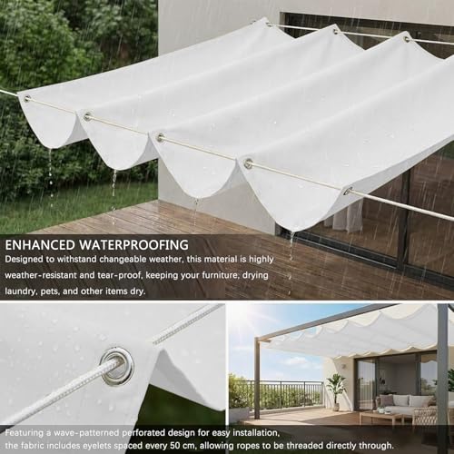 Voile d'ombrage carrée 180x930 cm blanc rétractable avec œillets