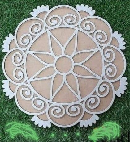 Klassie| Alpana Wooden Rangoli Stencil/Cutout| Unique Decoration for Festival,Wedding, Stage,Table,Floor,Puja,Diwali,Pongal,Navratri,DIY Projects| 3D, Reusable, Portable| 12 Inches| Set of 2