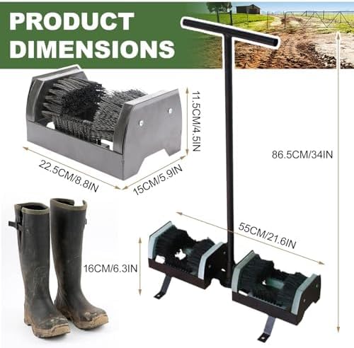 Rascador de botas resistente con cerdas rígidas de doble cara para una eliminación eficiente del barro, ideal para lluvia, senderismo y botas de fútbol, perfecto para entradas de granja y jardín