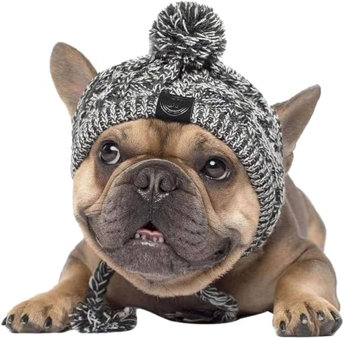 Winter Soft Dog Hats, Warm Pet Dog Knitted Hat, Windproof Knitting French Bulldog Hat for Small Medium Dogs (Large)