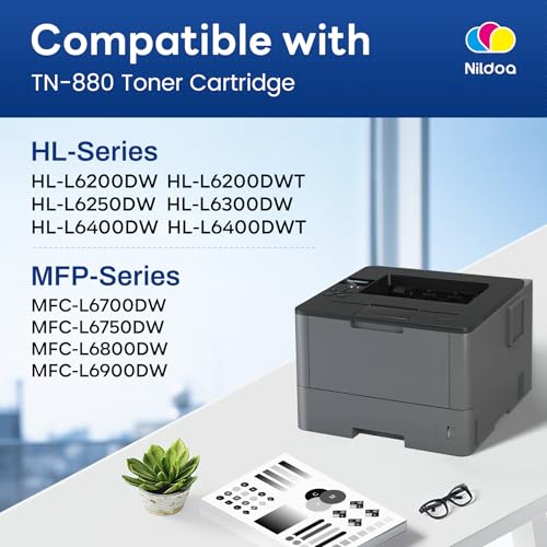 Image of TN880 TN-880 Toner Cartridge Black Replacement for Brother TN-880 TN880 MFC-L6900DW HL-L6200DW HL-L6250DW Printer Ink, TN8802PK Super High Yield
