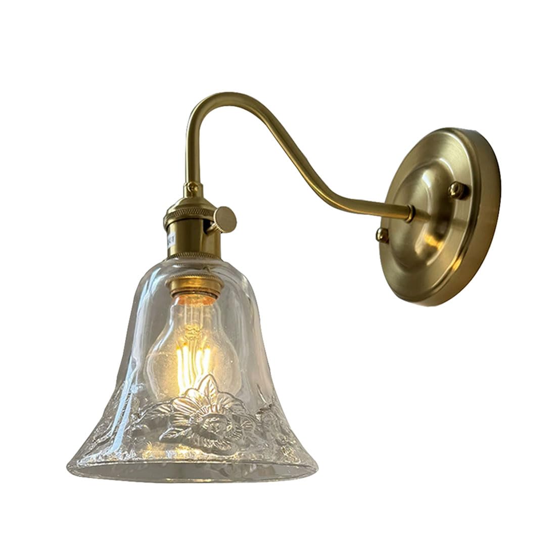 HUAYUSEDF Vintage Glass Wall Light Modern Sconces with Rotary Switch E27 Base Industrial Gooseneck Lamp for Bedroom Kitchen Island Corridor Living Room (Style A)(Style B)