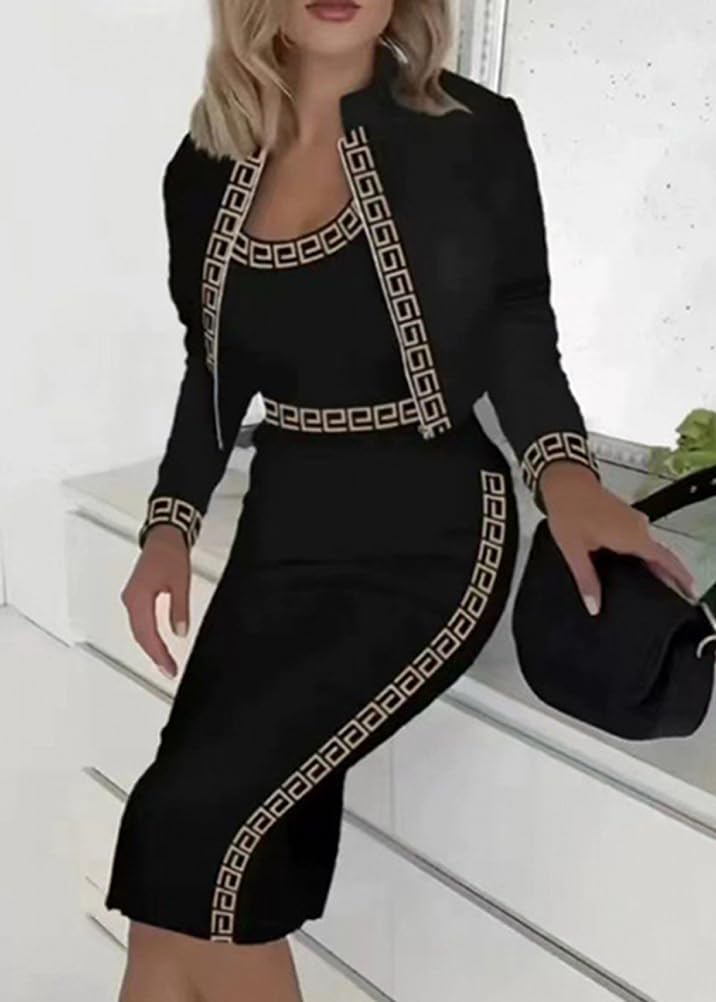 shownicer Ensemble 3 Pièces Femme Slim Fit Tank Top + Jupe Taille Haute + Cardigan Casual Cocktail Outfits