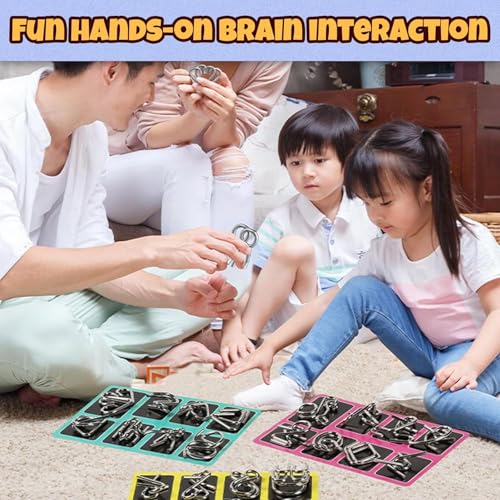 Image of Brain Teasers Metal Wire Puzzle Set of 8 IQ Mental Puzzle Toys for Gifts, Party Favors, Prizes, Disentanglement Puzzle Unlock Interlock Toys IQ Brain Teaser Challenges (Multicolor Box)