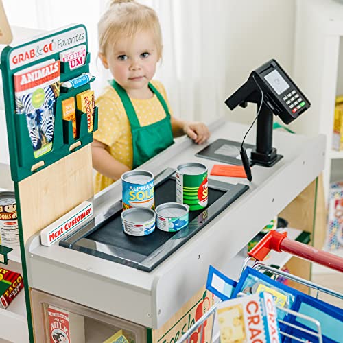 Melissa & Doug Lebensmittelgeschäft Spielset & Spielzeug Kasse mit Scanner & Förderband | Rollenspiel Holzspielzeugladen… – Bild 7