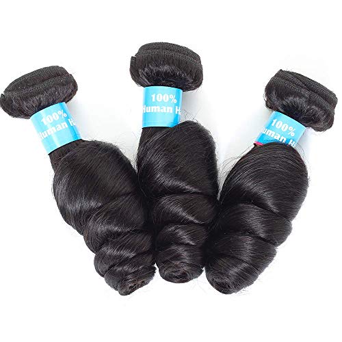 Brazilian Loose Wave Bundles with Closure 9A Virgin Hair Wet and Wavy Loose Wave 100% Human Hair 3 Bundles with Swiss Lace Closure Hair Extensions Natural Color(16 18 20+14"Closure)