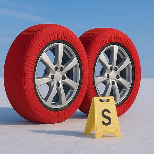 CARALL Calze da Neve Omologate Italia, Colore Rosso, Misura S, Catene Da Neve...