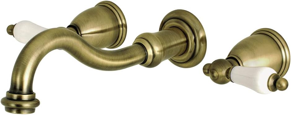 Kingston Brass KS3026PL Restoration Two-Handle 3-Hole Wall Mount Roman Tub Faucet in Polished Nickel