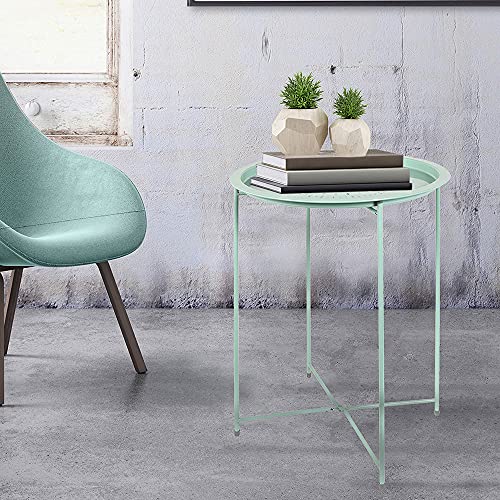 Runder Beistelltisch aus Metall, Durchmesser 46 cm und Höhe 60 cm, der ideale Tisch für die Seite Ihres Sofas – Bild 3