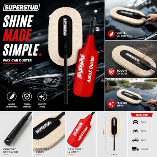 Image of SUPERSTUD AUTOX Pro Duster - Car Duster Microfiber Brush Long | Lint-Free & Scratch-Free | Wax Coating for 3xPerformance | Car Accessories 2026 | (1Pcs)