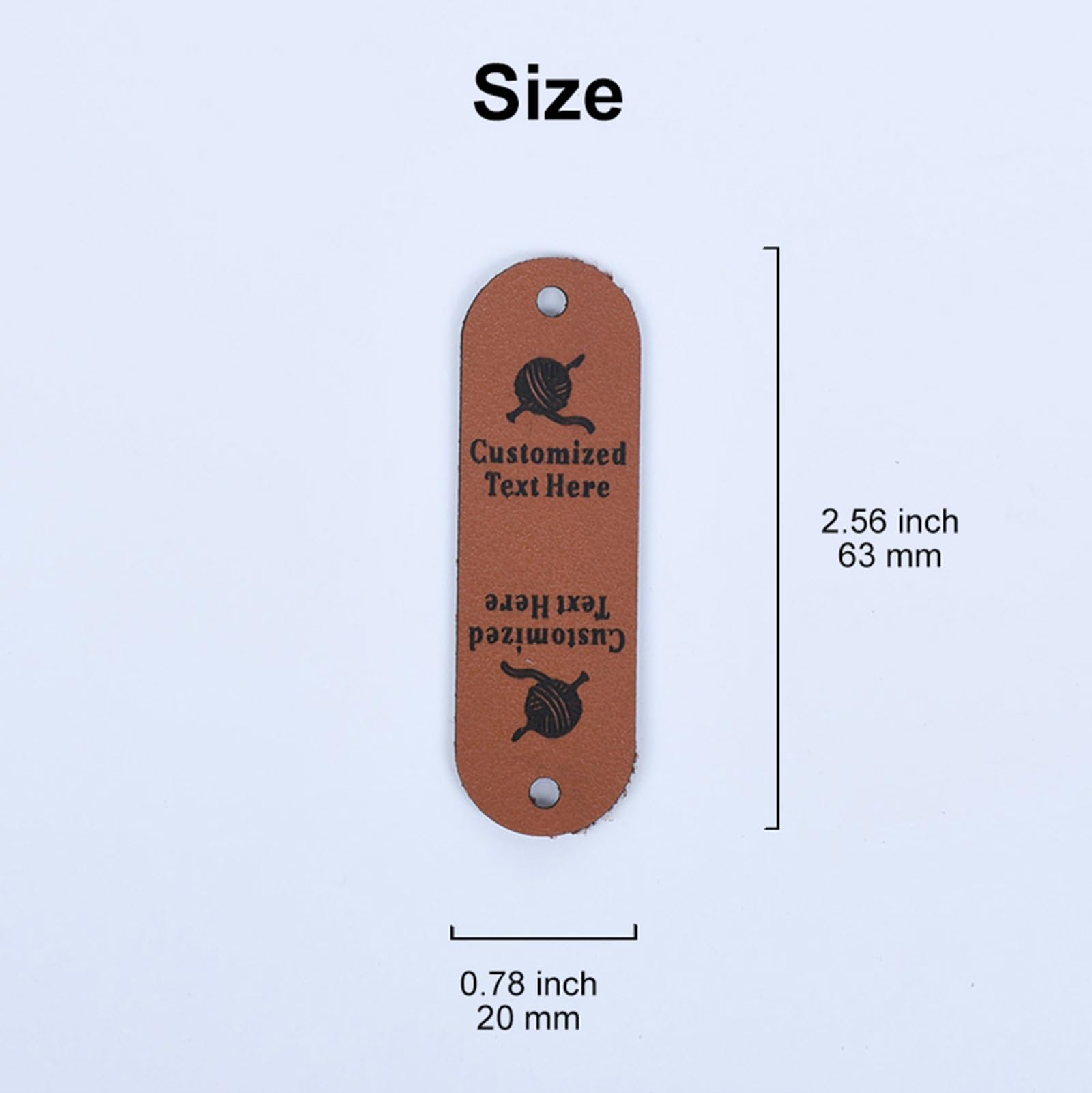 Etiquetas de cuero personalizadas en remaches, etiquetas plegadas sin costuras para ropa, hechas a mano, etiquetas para ganchillo y tejer (50 unidades)