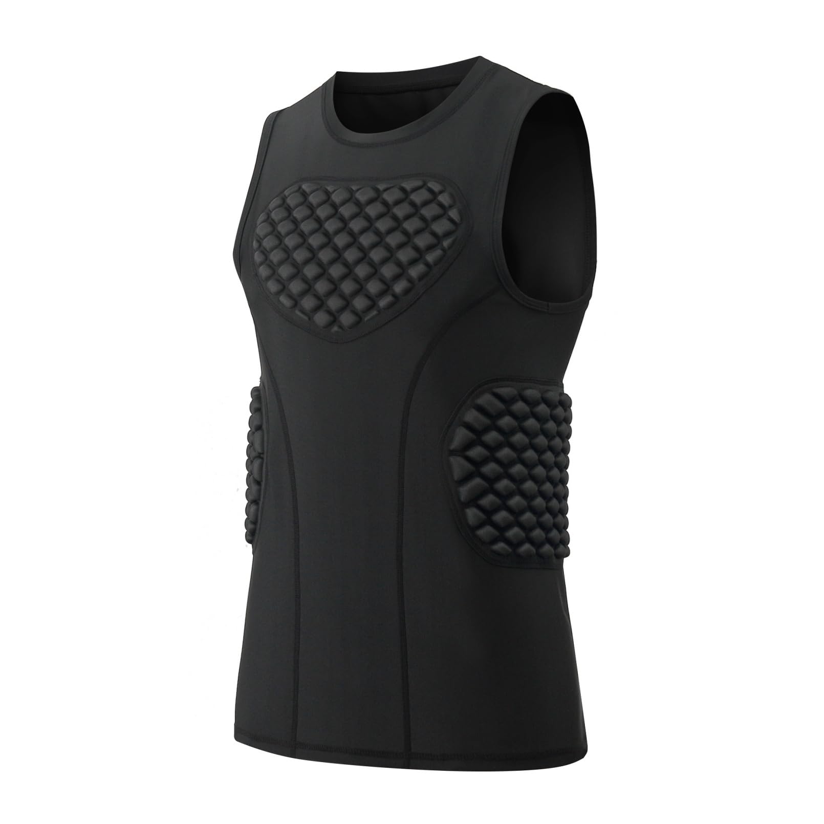 Topeter Baseball Chest Protector, Football Padded Compression Shirt w/Heart Sternum Rib Guard for Softball, Rugby Black XS