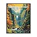 Multnomah Falls Oregon Poster Art Print, Vintage Waterfalls Retro Mountain and Lake Landscape, Wall Art Poster Decor Nature Landscape Picture For Bedroom Office Home 69 (Multnomah Falls Oregon, 10"L x 8"W, Unframed)