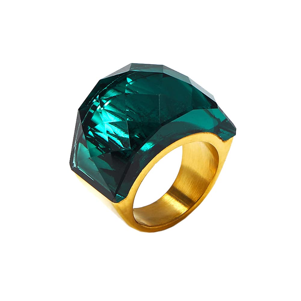 HIJONES Men Women Stainless Steel Cubic Zirconia Royal Crystal Rings Wrap Band Cocktail Style