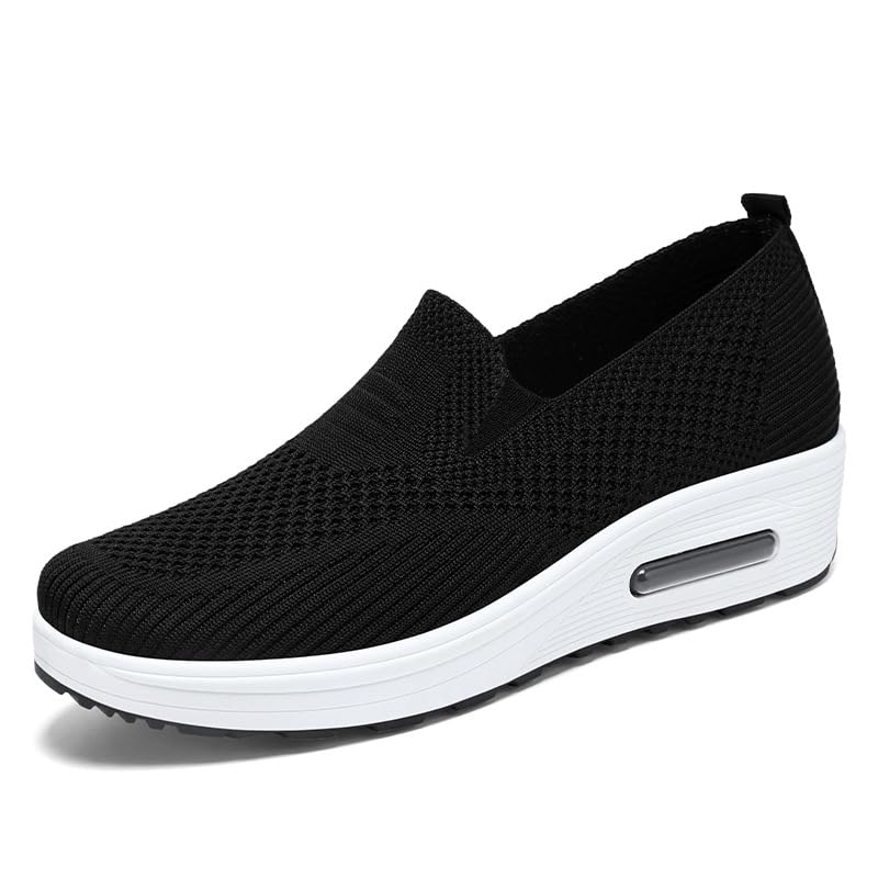 Image of carl vinson Women's Spring Thick-Soled Slip-On Shoes - Breathable, Comfortable, Height-Increasing Sneakers