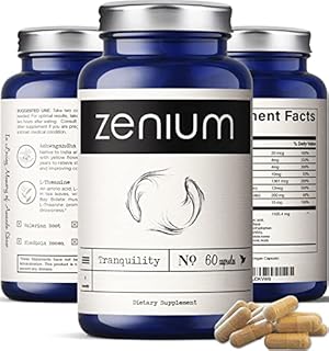 Zenium Relieves Anxious Feelings & Stress | Natural Supplement | Calm The Mind & Body | Boosts Mood | Happy Pills | All Natural | Valerian, Ashwagandha, L-Theanine, GABA, 5HTP, Rhodiola | 60 Capsules