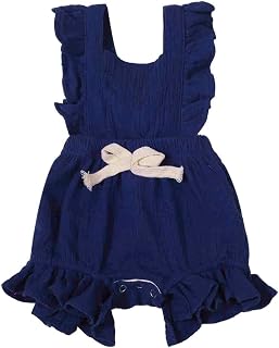 Newborn Infant Baby Girls Color Solid Ruffles Backcross Romper Bodysuit Outfits 9 Month Baby Girl Clothes Romper