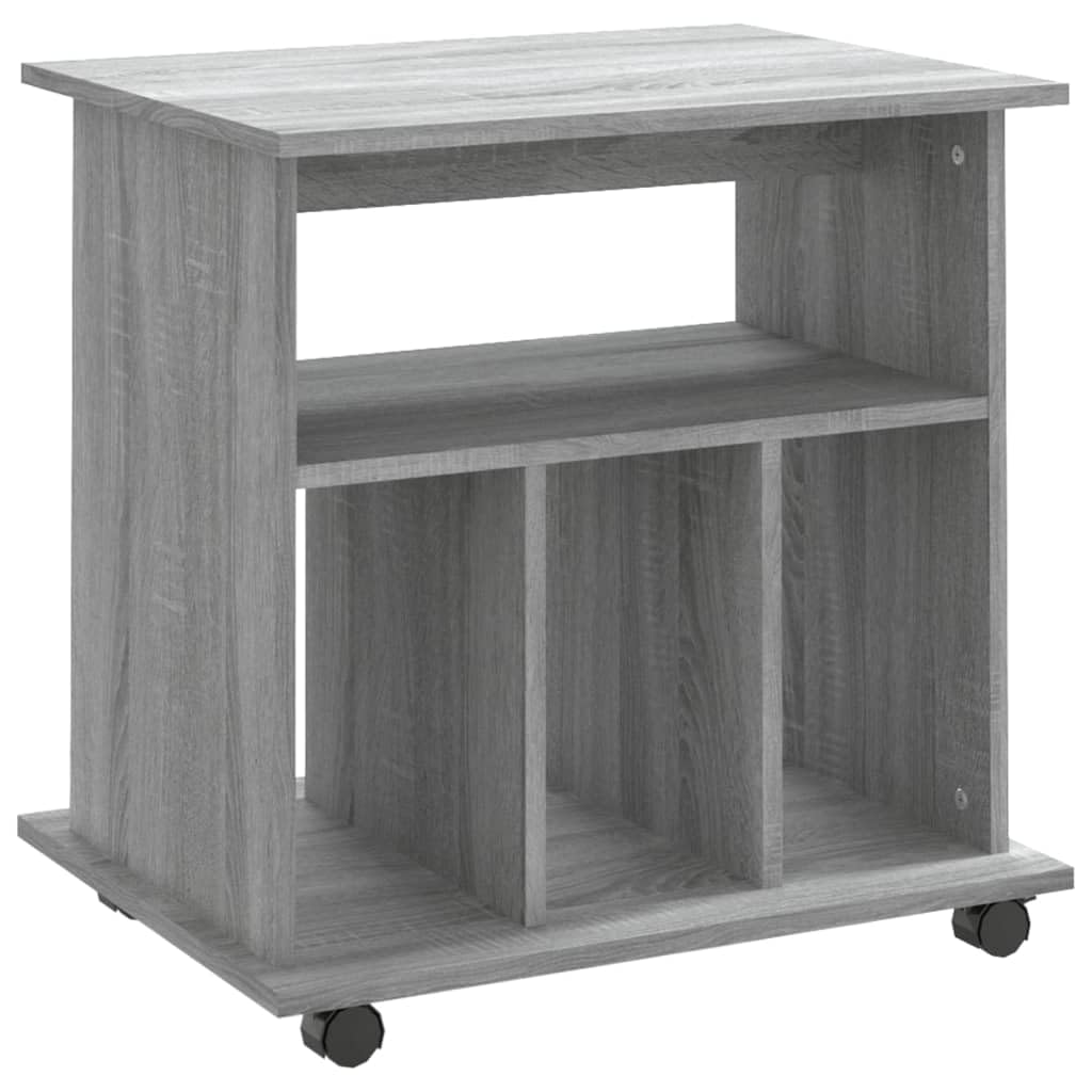 Brokky Armadietto con Ruote Grigio Sonoma 60x45x60cm Legno Multistrato-Carrello Porta Stampante,Mobiletto con Ruote,Supporto per Stampante in Legno,Classificatore per Documenti per Studio,Ufficio