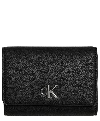 Portefeuille Calvin Klein Jeans noir compact en toile monogram pour femme