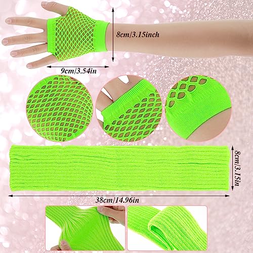 Yolev YOLEV-550359 Neon Leg Warmers And Fishnet Gloves Set 80S Fancy Dress Costume Accessory Stretchy thumb #1