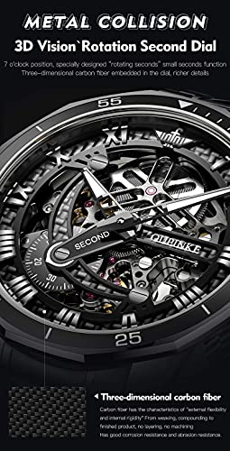 Image of OLEVS Mens Watches Skeleton Mechanical Black Watches for Men Wrist Watches Automatic Luxury Tungsten Steel Sapphire Crystal Waterproof Luminous Gold and Black
