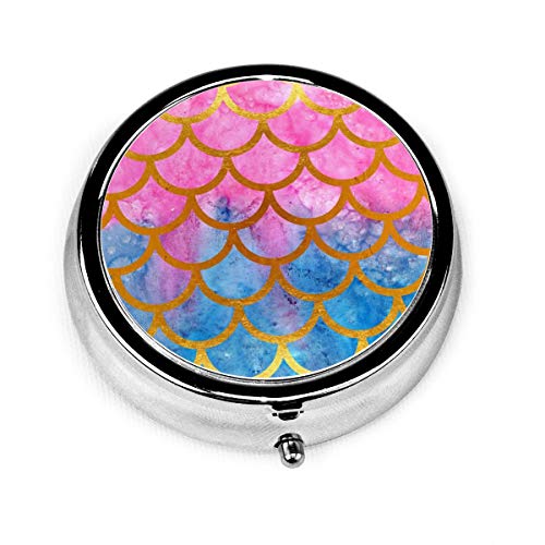 カラフルな水彩人魚 ピルケース 薬ケース サプリメントケース 携帯用 習慣薬箱 薬入れ コンパクトシール付き