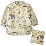 💧 FÁCIL LIMPIEZA: El babero con mangas impermeable permite limpiar las manchas con una toalla húmeda fácilmente o directamente en la lavadora a máximo 30º. Advertencias: no usar lejía, no lavar en seco, colgar para secar (no secadora) y no planchar.