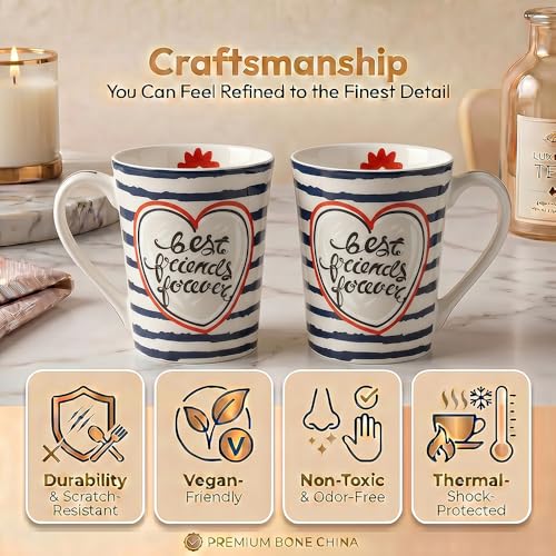 Image of U.P.C. U.P.C.Milk Mug Set of 2 | Ceramic & Bone China Coffee Milk Cups | Designer Printed Tea Coffee Mug Set | Large Capacity Milk Mugs | Microwave Safe Cup Set | Kitchen Drinkware Gift Set