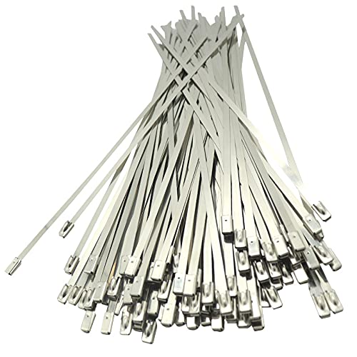Opaski zaciskowe, opaski zaciskowe 4,6 mm 100 szt. Wielofunkcyjne, blokujące opaski zaciskowe metalowe, czarne opaski zaciskowe (kolor: 200 mm) (200 mm) (100 mm)