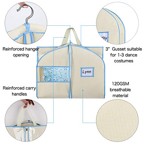 Zilink Dance Costume Garment Bag with Zipper Pockets and Handles for Children Dance Competition Carrying and Closet Storage