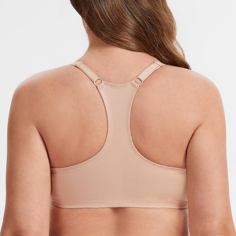MELENECA Sujetador con Aros de Cobertura Completa para Mujer, con Cierre Frontal, Encaje, sin Forro, Talla Grande
