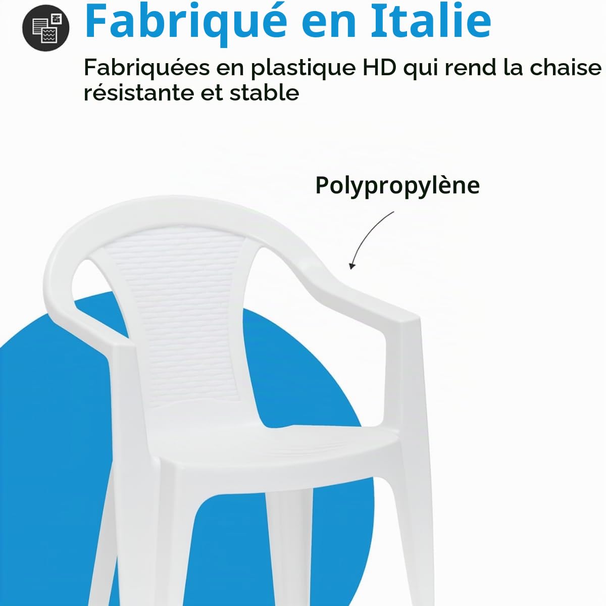 Tomaino - Lot de 6 chaises de jardin empilables, effet rotin, chaises d'extérieur en plastique - 6 pièces (blanc)