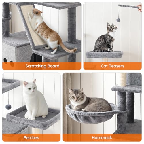 Mueble Torre para Gatos con Caja de Arena HOOBRO Greige miniatura 6