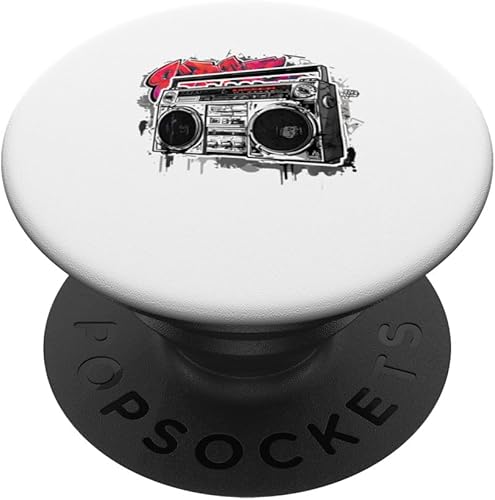 Nuevo Retro Boombox Graffiti Street Art Hip Hop para Hombres Mujeres PopSockets Adhesivo PopGrip