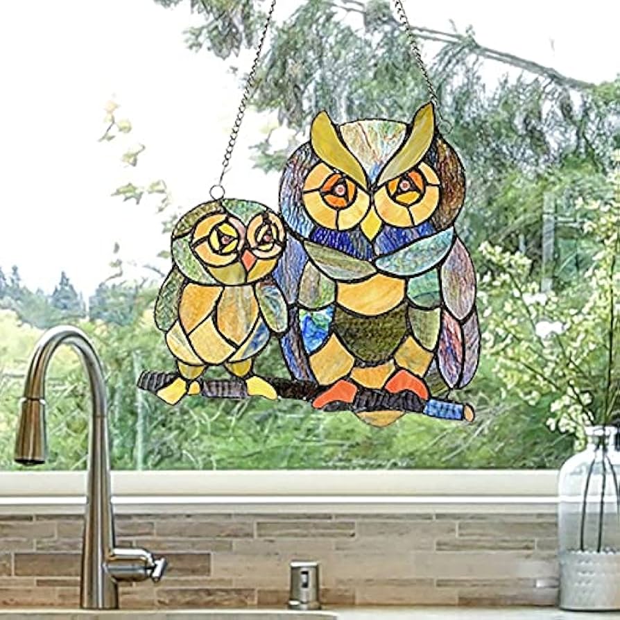 Amazon.co.jp: Duangu ステンドグラスの吊り下げ、ガラス絵画