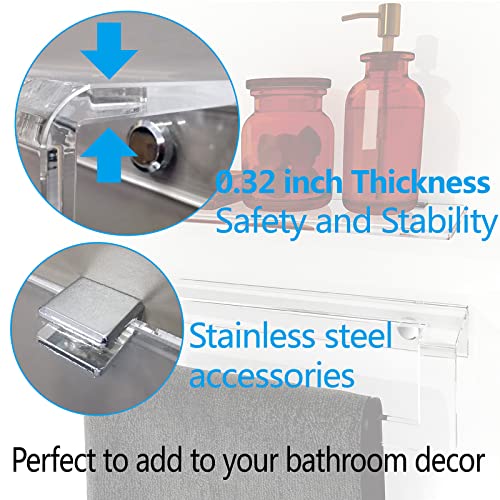 Rorkim Clear Acrylic Towel Racks Bathroom Wall Shelf With Towel Bar Wall Mounted,Thicken Clear Acrylic Bathroom Shelf Space Saving Utility Storage Bathroom Accessories #TOP3