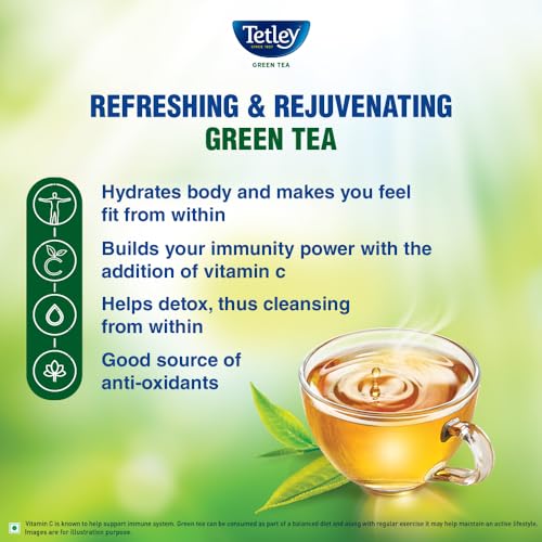 Image of Tetley Loose Green Tea Leaves 100g, Classic Flavour, Immune With Added Vitamin C, Makes 80 Cups, Long Leaf Tea, 5X Antioxidants As An Apple (Pack of 3)