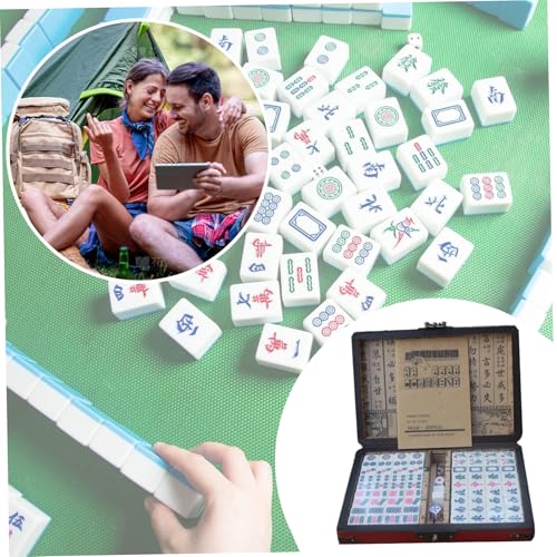 Mini Mahjong Set portable con fichas y dados miniatura 4