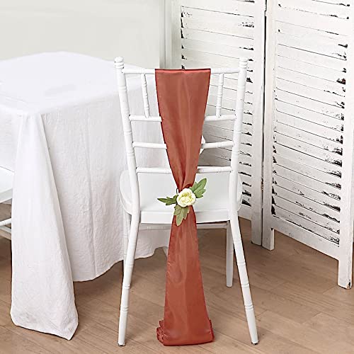 Balsa Circle 50 Terracotta Satin Chair Sashes Bows Ties for Wedding Decorations Party Supplies Events Chair Covers Decor Banquet Reception