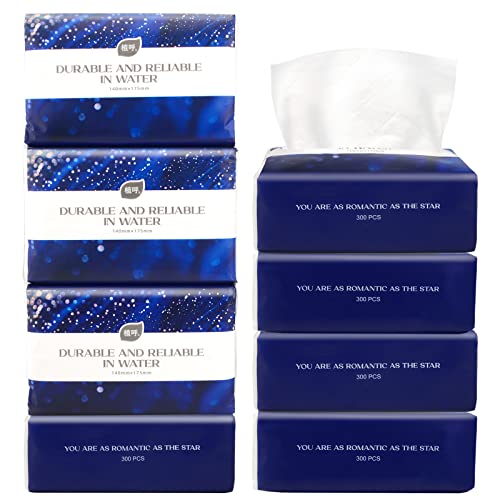 Disposable Facial Napkin In Bag, Facial Towel, Facial Tissue, White Facial Paper Tissue, Napkin Holder Refill, Car Tissue Refills, 4-Ply, 8 Packs, 300 Sheets Per Pack #TOP8