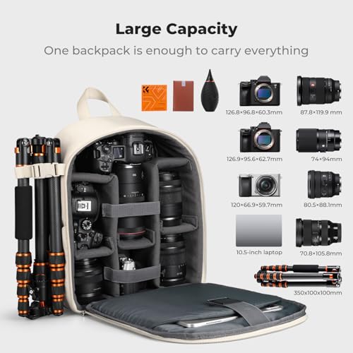 Image of K&F CONCEPT Camera Bag Backpack, Professional DSLR /SLR /Mirrorless Camera Backpack, Photography Camera Case with Tripod Holder & Rain Cover Compatible with Canon /Sony /Nikon /FUJIFILM