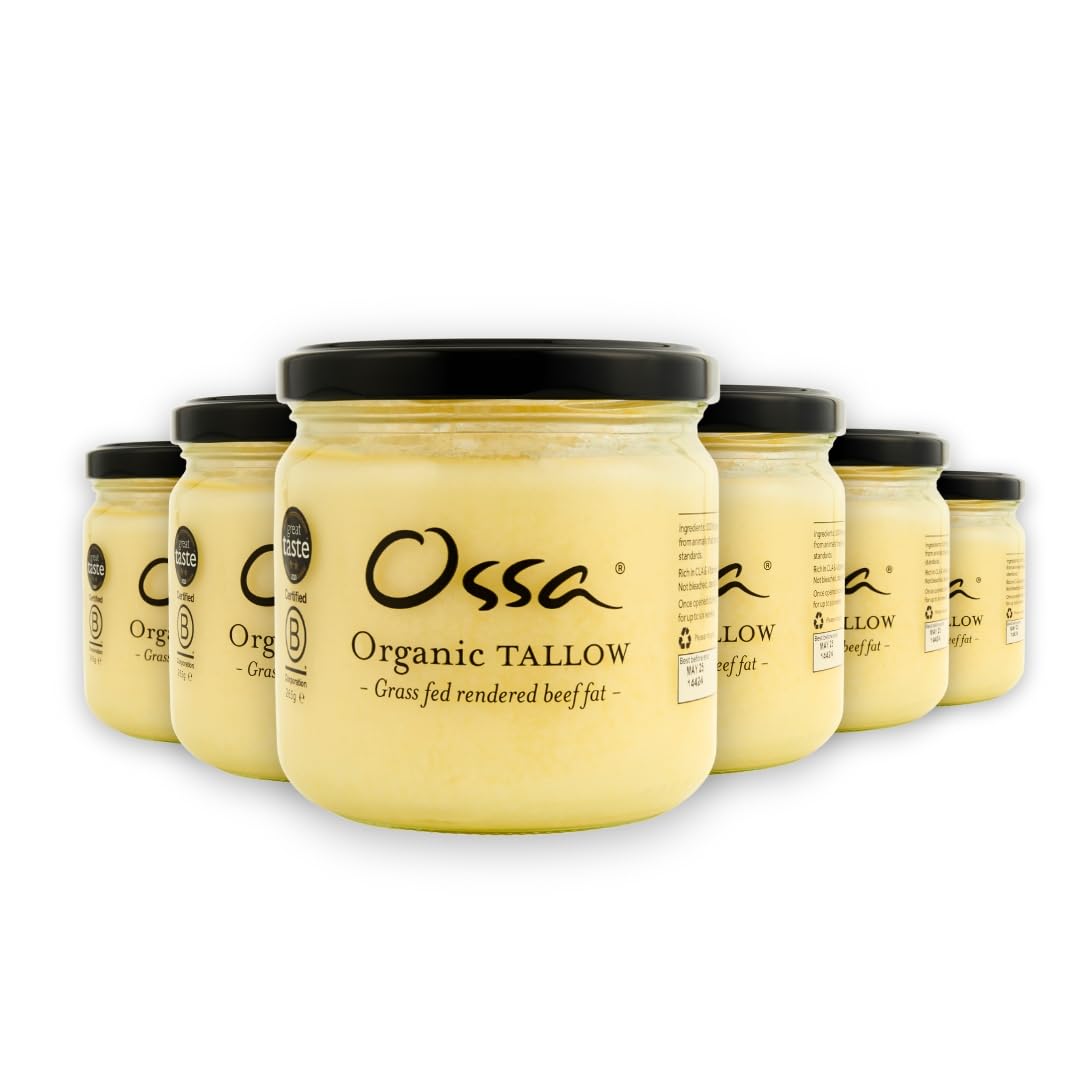 Ossa Organic Tallow | Traditional Beef Fat or Beef Dripping, British Grassfed Cows | Organic & Keto (Tallow) - Parent (Tallow Six Pack)